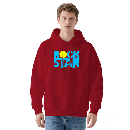 Bold Rock Star Color Block Letter Hoodie, Music Fan Trendy Cozy Street Sweatshirt