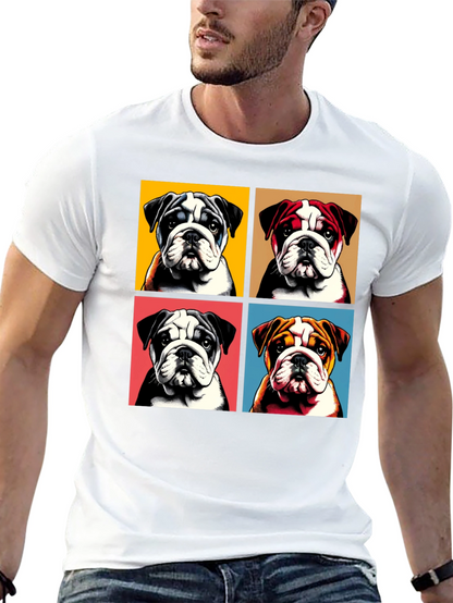 Bulldog Pop Art Graphic Tee - Black Cotton Blend