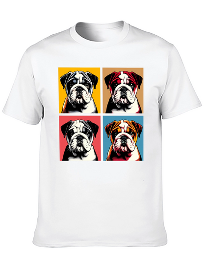 Bulldog Pop Art Graphic Tee - Black Cotton Blend