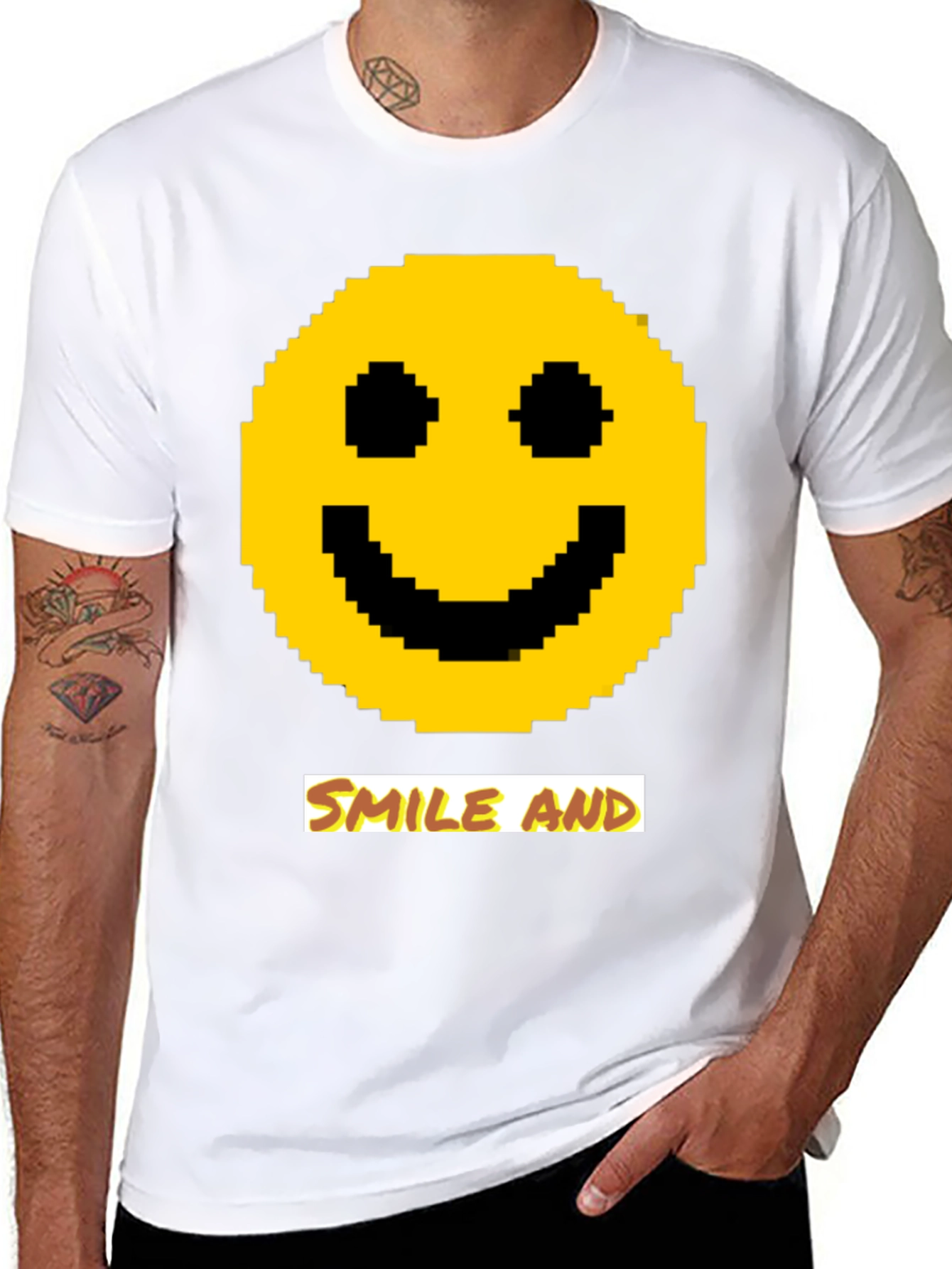 Pixel Smiley Face T-Shirt - Smile and...