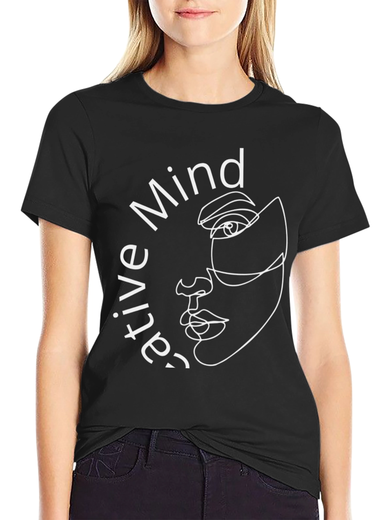 Active Mind T-Shirt - Abstract Face Line Art Tee