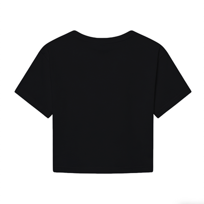 Simple Black Crop Top With Tiny Hand-Drawn Red Heart On Chest