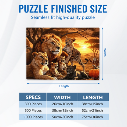 Lion & Cheetah Family at Savannah Dusk ¨C Warm Wild Animal Puzzle