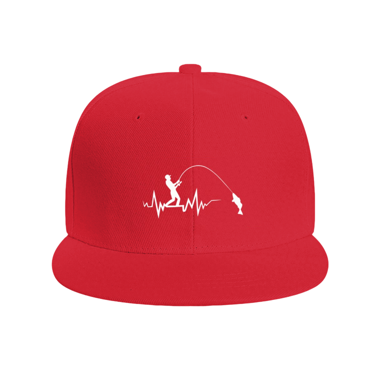 Fishing Heartbeat Pulse Graphic Blue Angler Flat Visor Hat