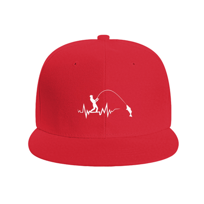 Fishing Heartbeat Pulse Graphic Blue Angler Flat Visor Hat