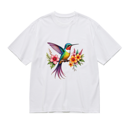 Colorful Hummingbird Tropical Flowers Plus Size Tee