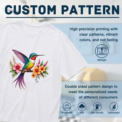 Colorful Hummingbird Tropical Flowers Plus Size Tee