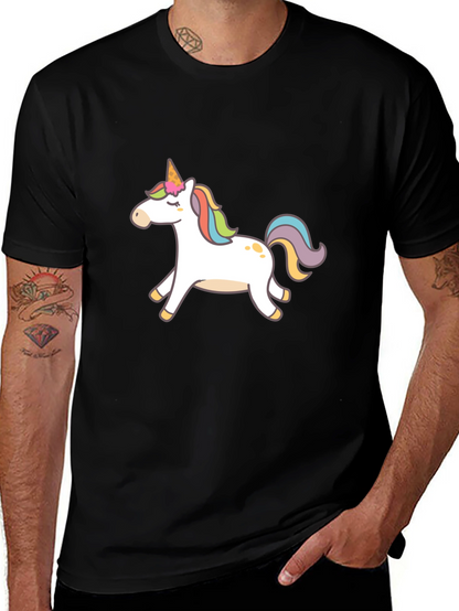 Black T-Shirt with Unicorn Graphic