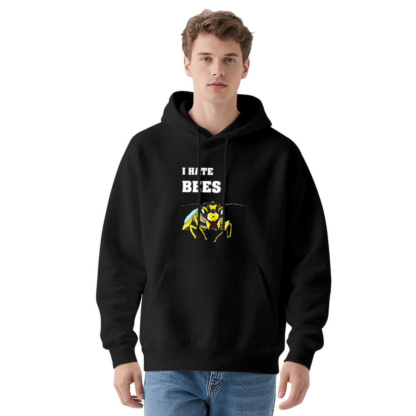 Funny I Hate Bees Wasp Graphic Red Hoodie, Breathable Comfort Casual Top
