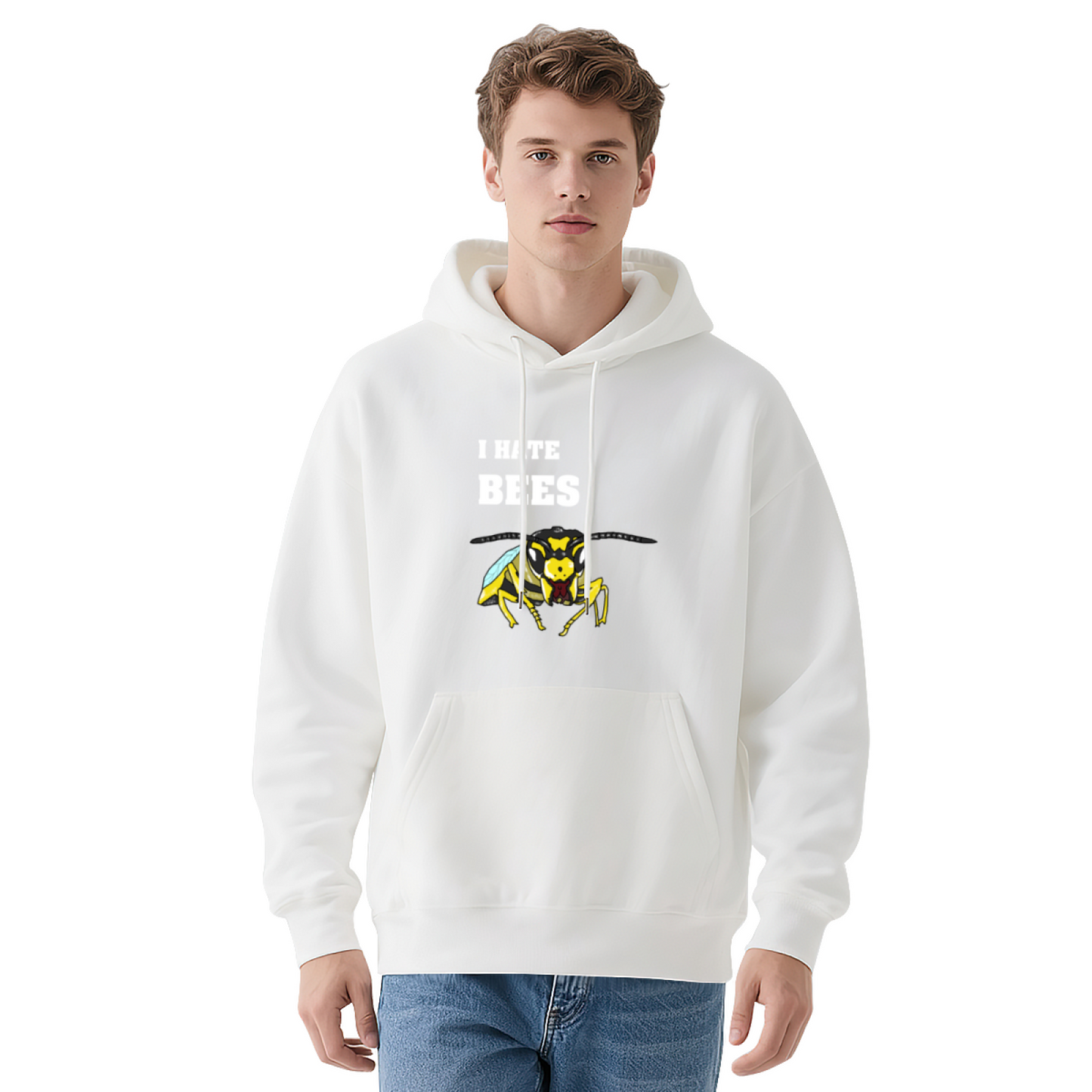 Funny I Hate Bees Wasp Graphic Red Hoodie, Breathable Comfort Casual Top