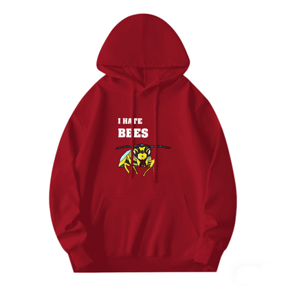 Funny I Hate Bees Wasp Graphic Red Hoodie, Breathable Comfort Casual Top