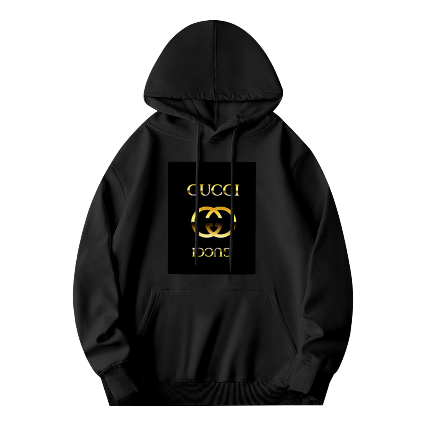 Luxury Gold Double GG Logo Black Men¡¯s Hoodie