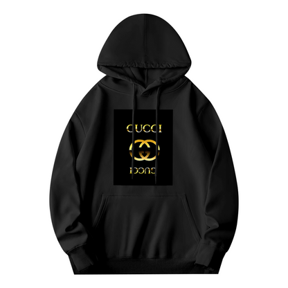 Luxury Gold Double GG Logo Black Men¡¯s Hoodie