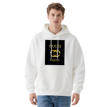 Luxury Gold Double GG Logo Black Men¡¯s Hoodie