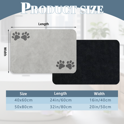 Light Grey Minimal Paw Accent Diatom Mat | Neutral Silicone Non-Slip Bathroom Doormat