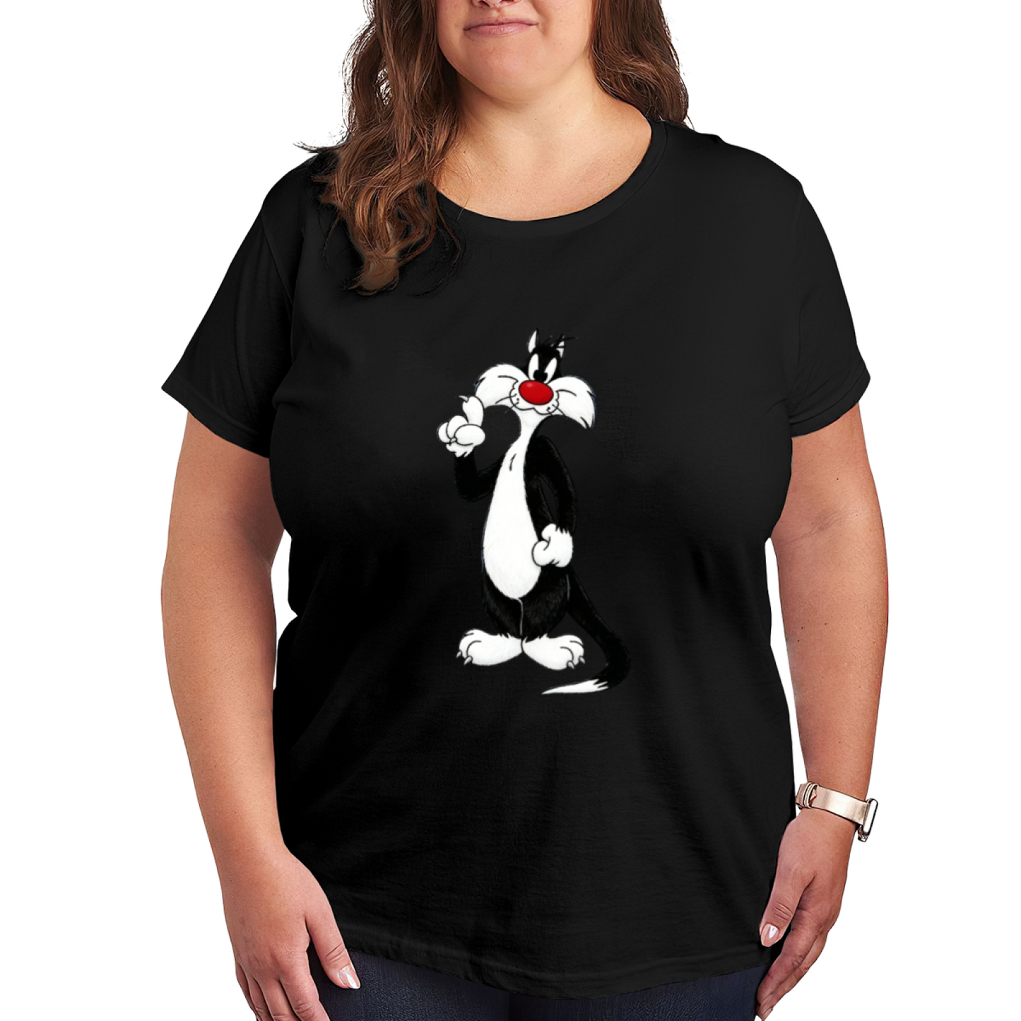 Classic Sylvester Cat Looney Tunes Plus Size Ladies Tee