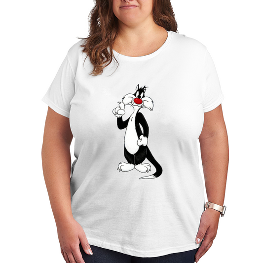 Classic Sylvester Cat Looney Tunes Plus Size Ladies Tee