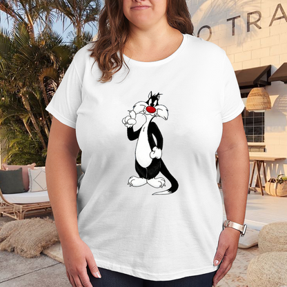Classic Sylvester Cat Looney Tunes Plus Size Ladies Tee