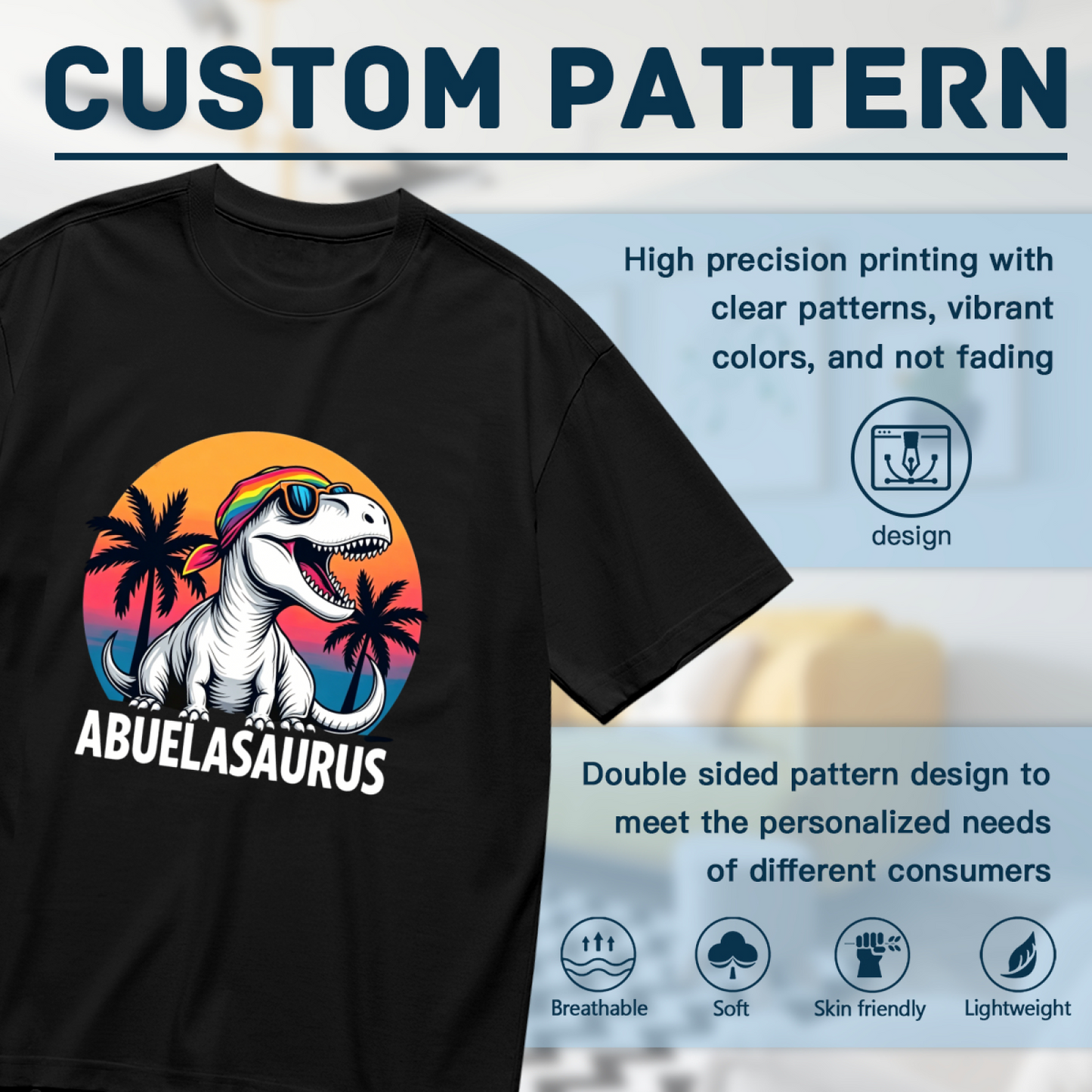 Cool Open Mouth Abuelasaurus Retro Sunset Dinosaur Tee