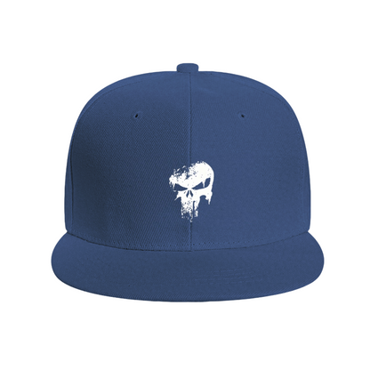 Distressed Skull Gothic Black Street Style Flat Brim Snapback Cap