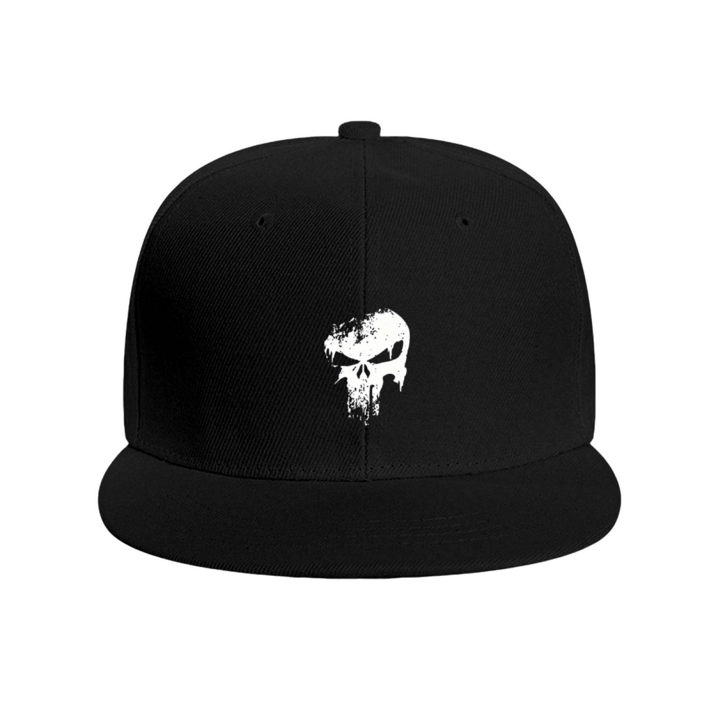 Distressed Skull Gothic Black Street Style Flat Brim Snapback Cap