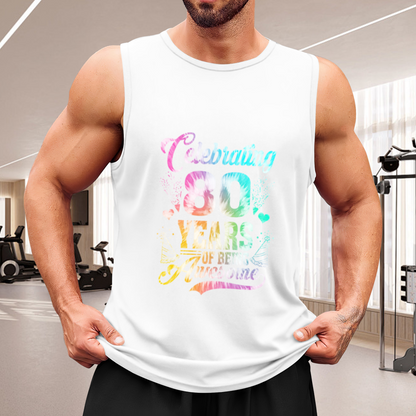Rainbow Tie Dye Celebrating 80 Awesome Years Birthday Tank