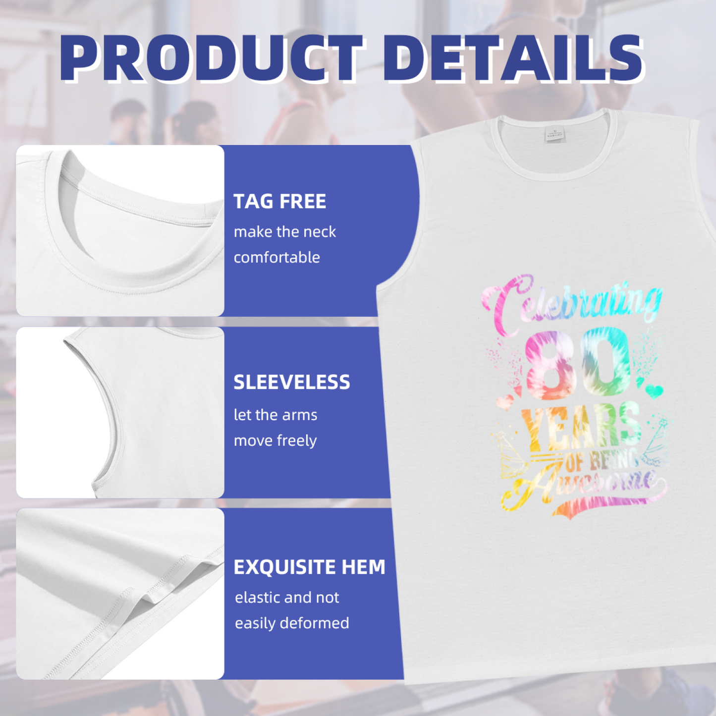 Rainbow Tie Dye Celebrating 80 Awesome Years Birthday Tank