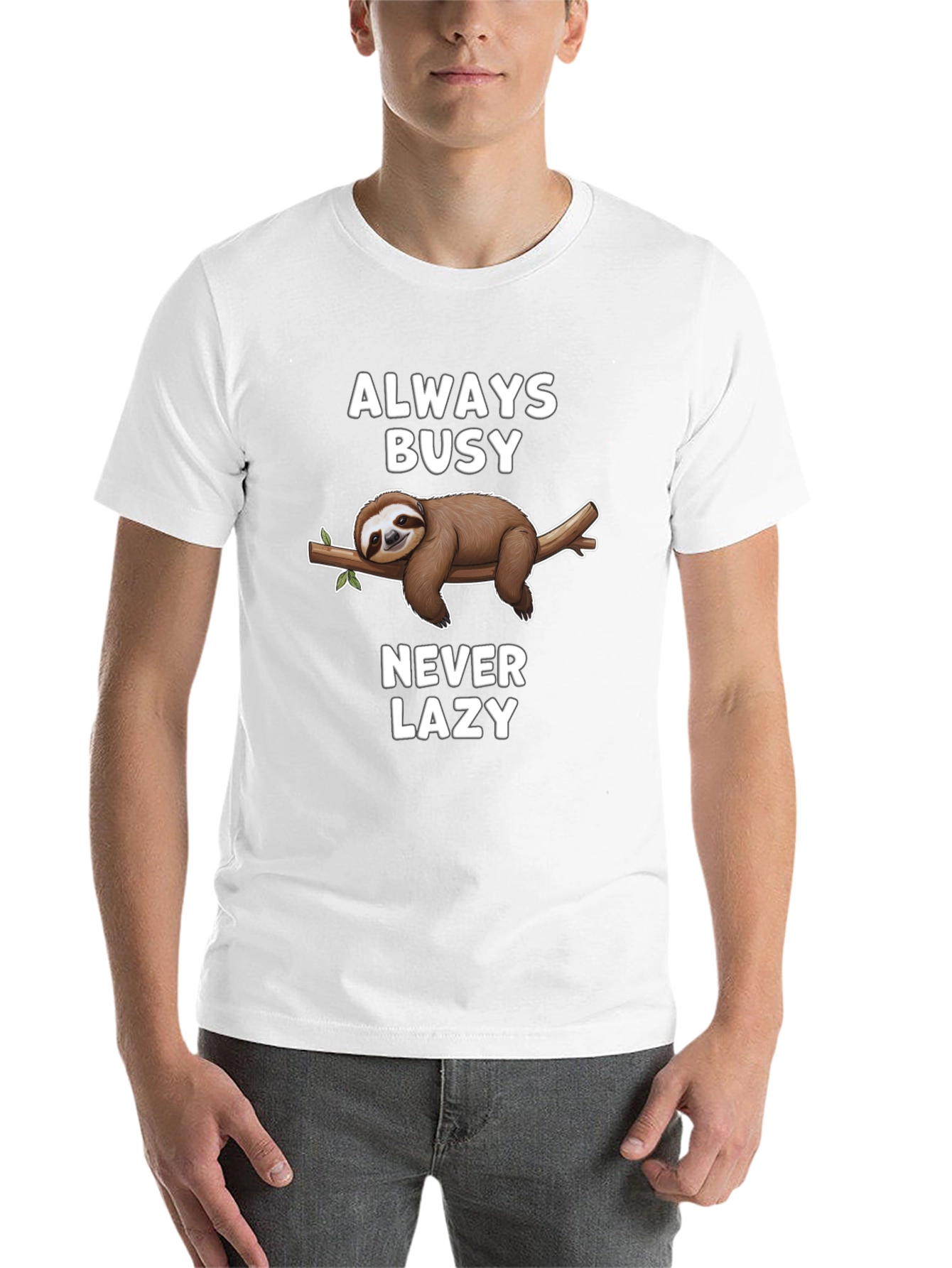 Always Busy Never Lazy Sloth Graphic T-Shirt