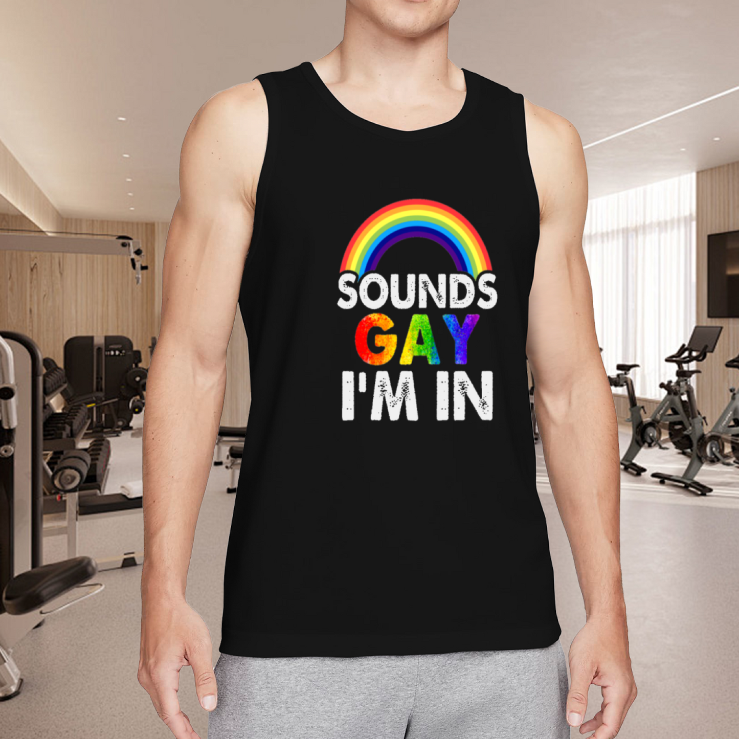 Sounds Gay I¡¯m In Rainbow Pride Men¡¯s Cotton Sleeveless Tank Top