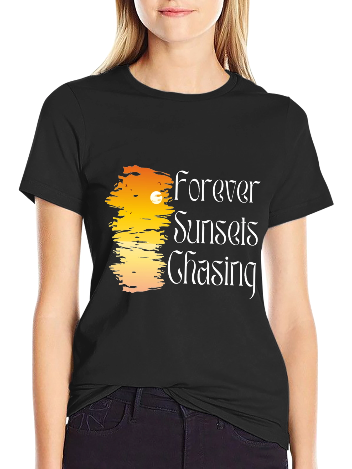 Forever Sunsets Chasing Black T-Shirt