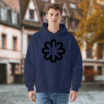 Minimal Geometric Flower Navy Hoodie, Unisex Minimalist Ultra Comfort Top