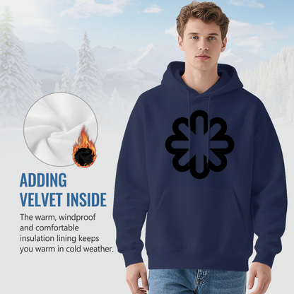 Minimal Geometric Flower Navy Hoodie, Unisex Minimalist Ultra Comfort Top