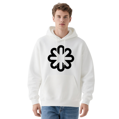 Minimal Geometric Flower Navy Hoodie, Unisex Minimalist Ultra Comfort Top