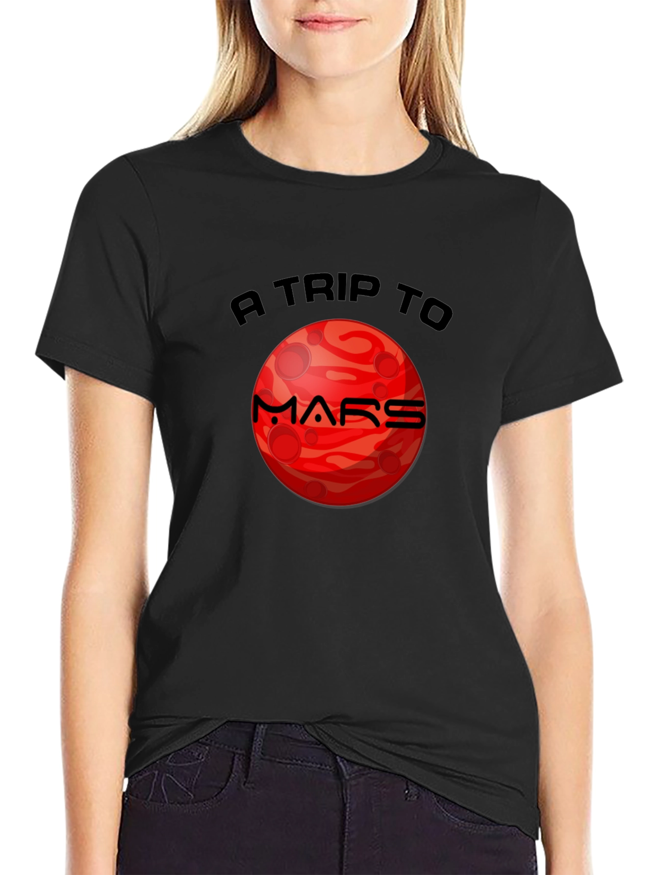 Mars Trip Graphic T-Shirt - Black Cotton Tee