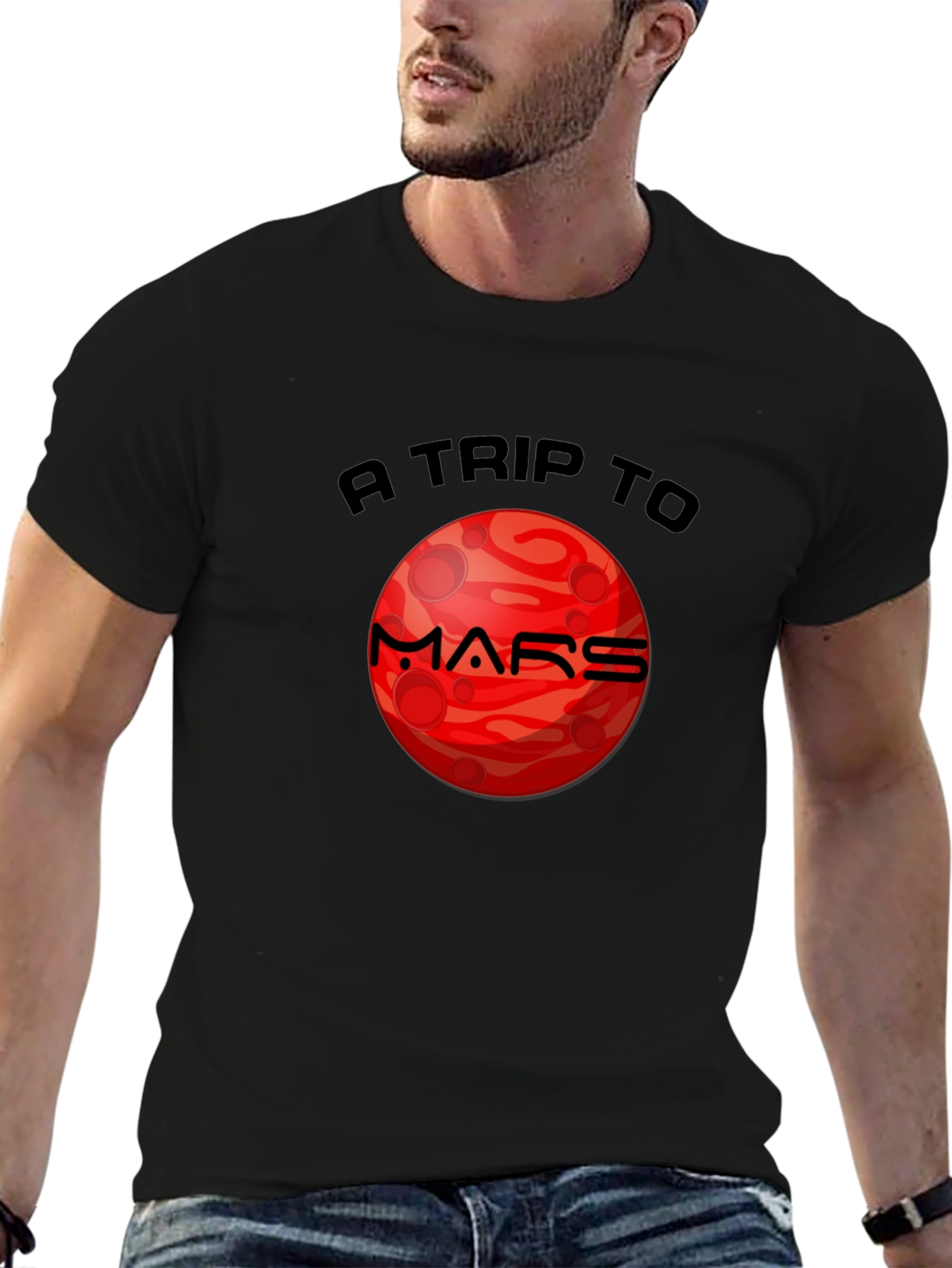 Mars Trip Graphic T-Shirt - Black Cotton Tee