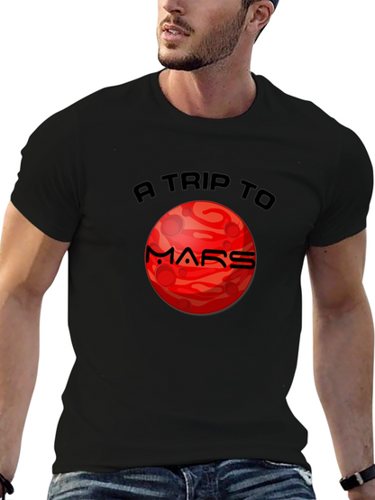 Mars Trip Graphic T-Shirt - Black Cotton Tee
