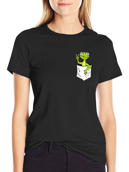Frog in Pocket Peace Sign T-Shirt