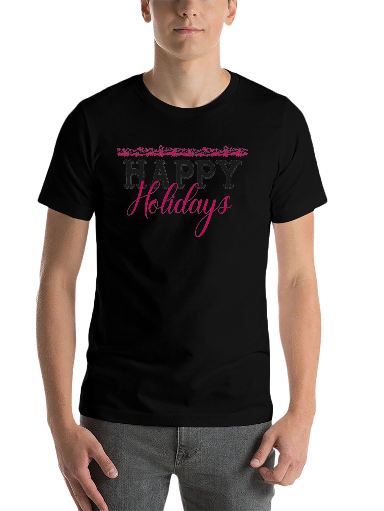 Festive Happy Holidays Black T-Shirt