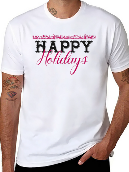 Festive Happy Holidays Black T-Shirt