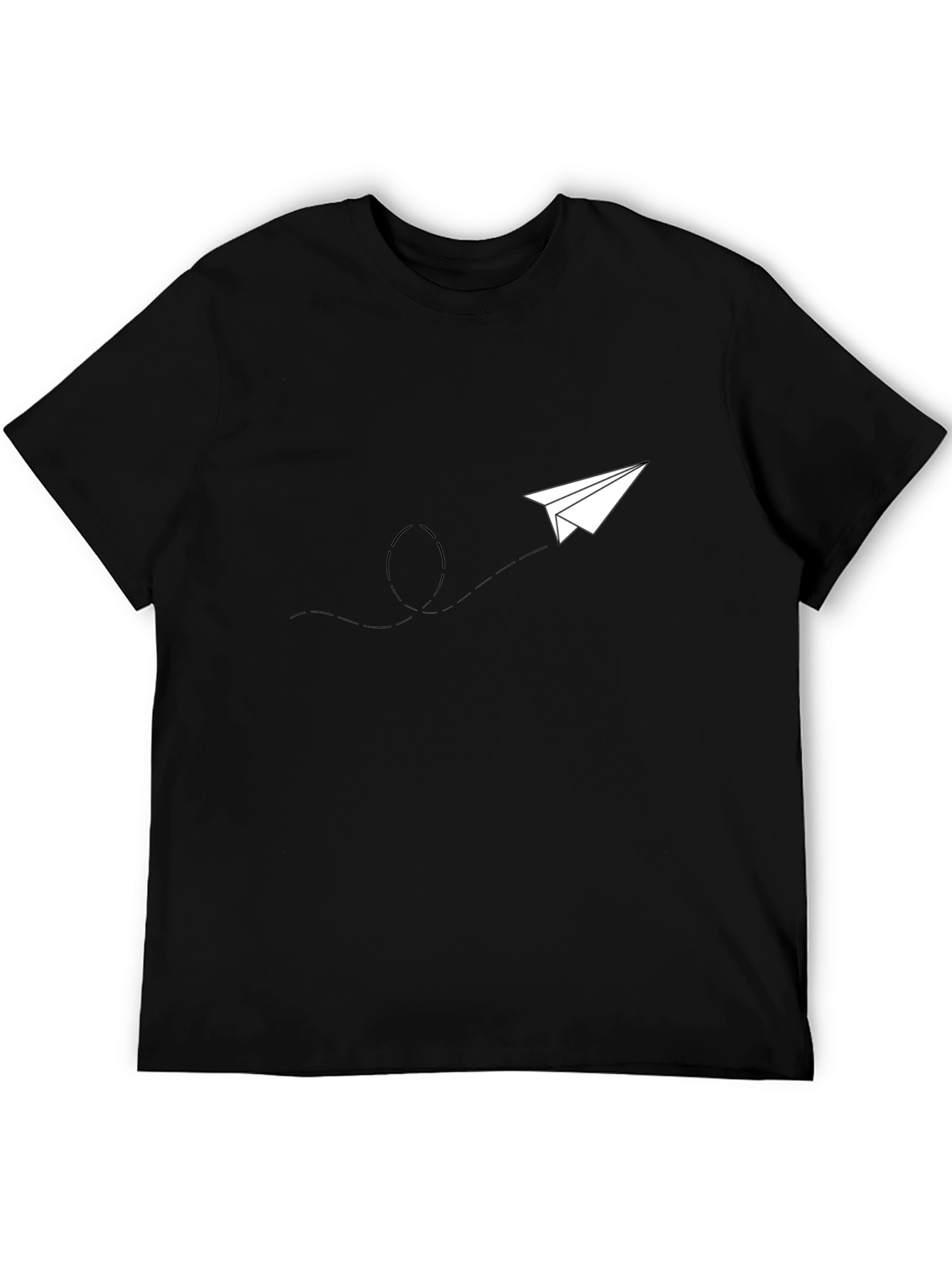 Mens Black Graphic Tee - Paper Airplane Design