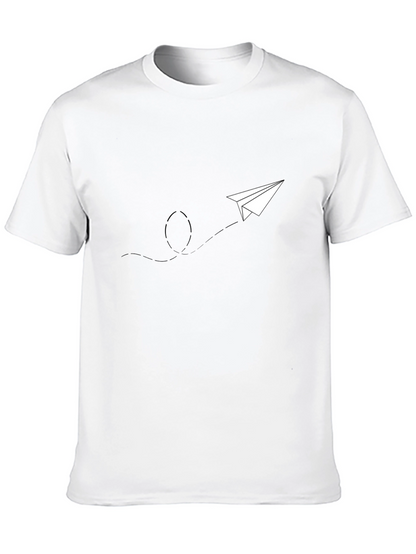 Mens Black Graphic Tee - Paper Airplane Design