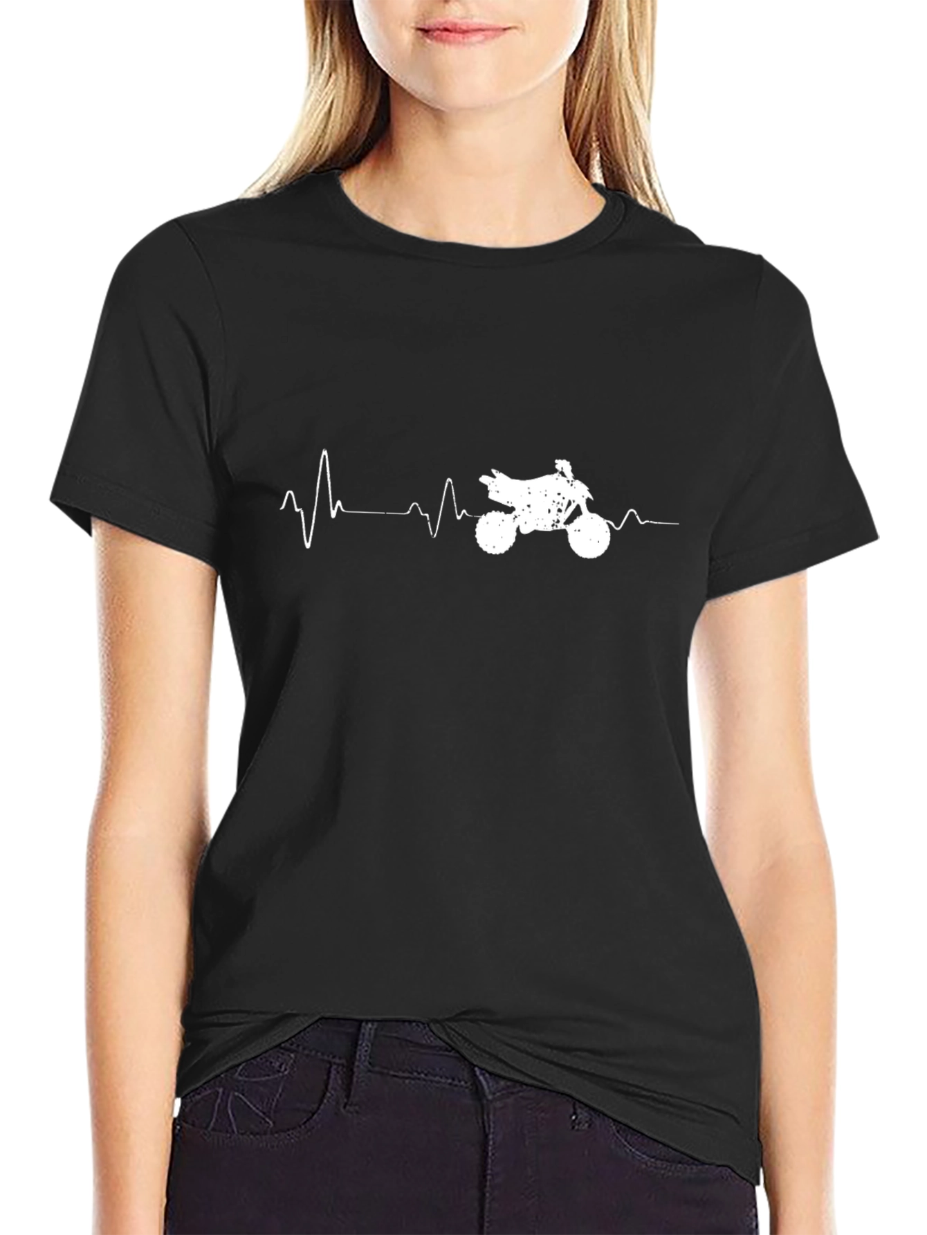 Motorcycle Heartbeat T-Shirt - Black