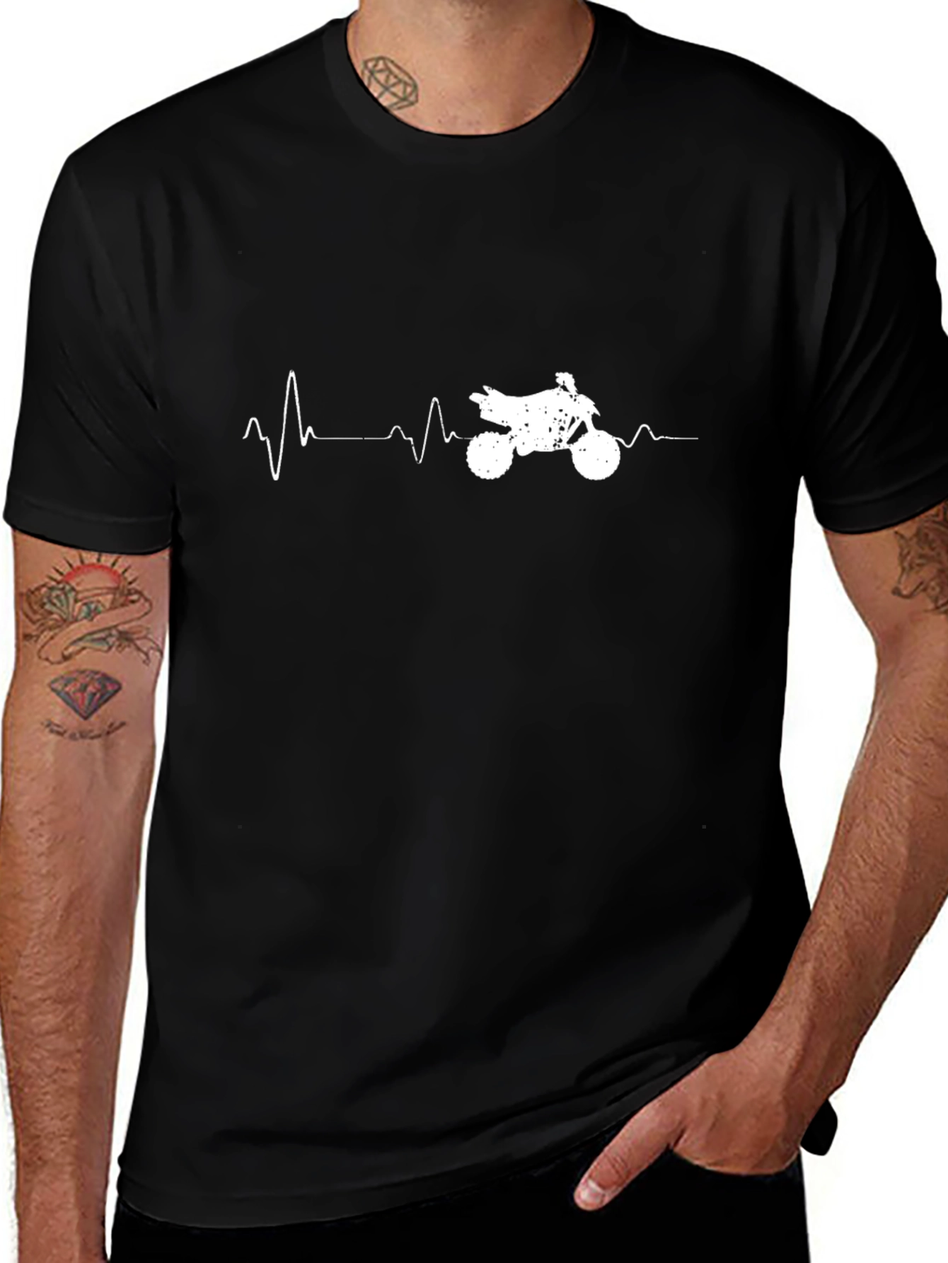 Motorcycle Heartbeat T-Shirt - Black