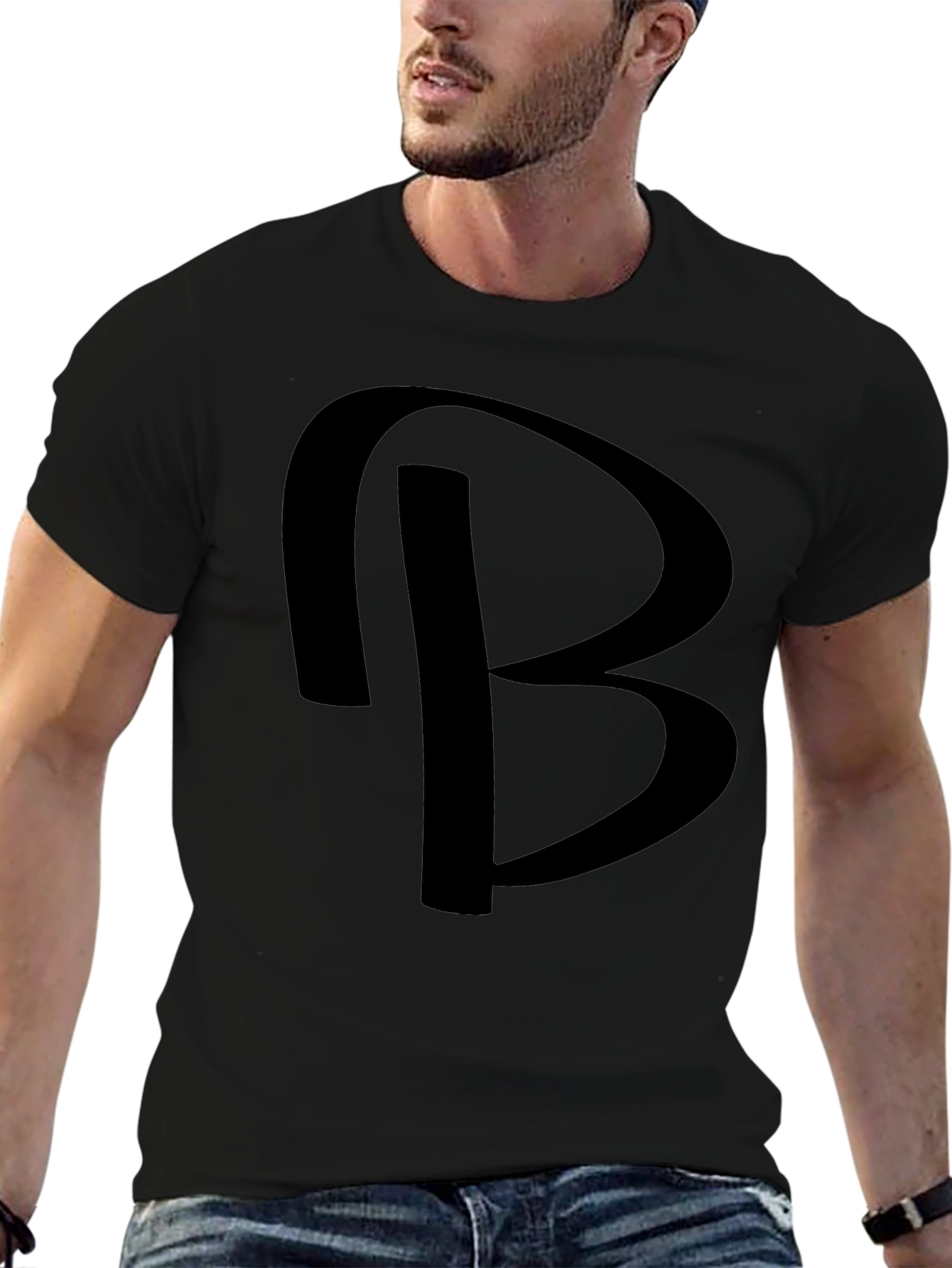 Bold Initial B Graphic Black T-Shirt