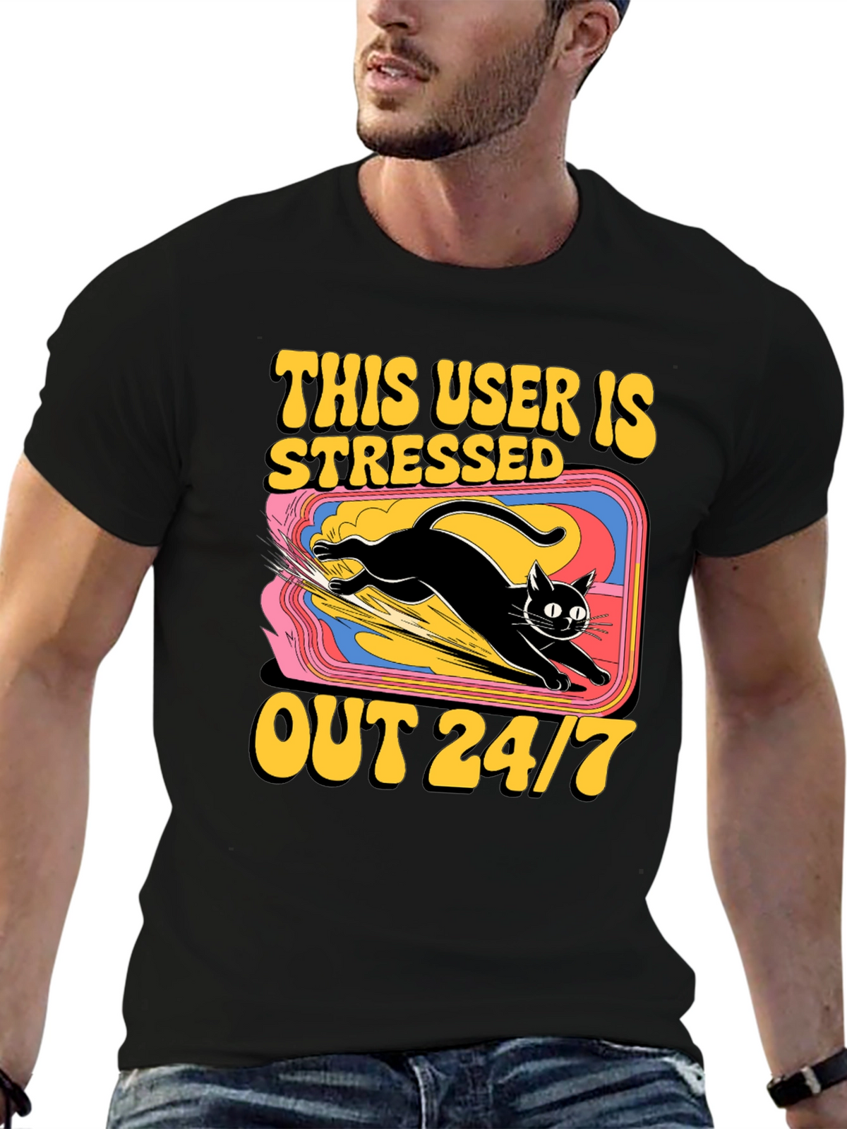 Stressed Out Cat Graphic Tee