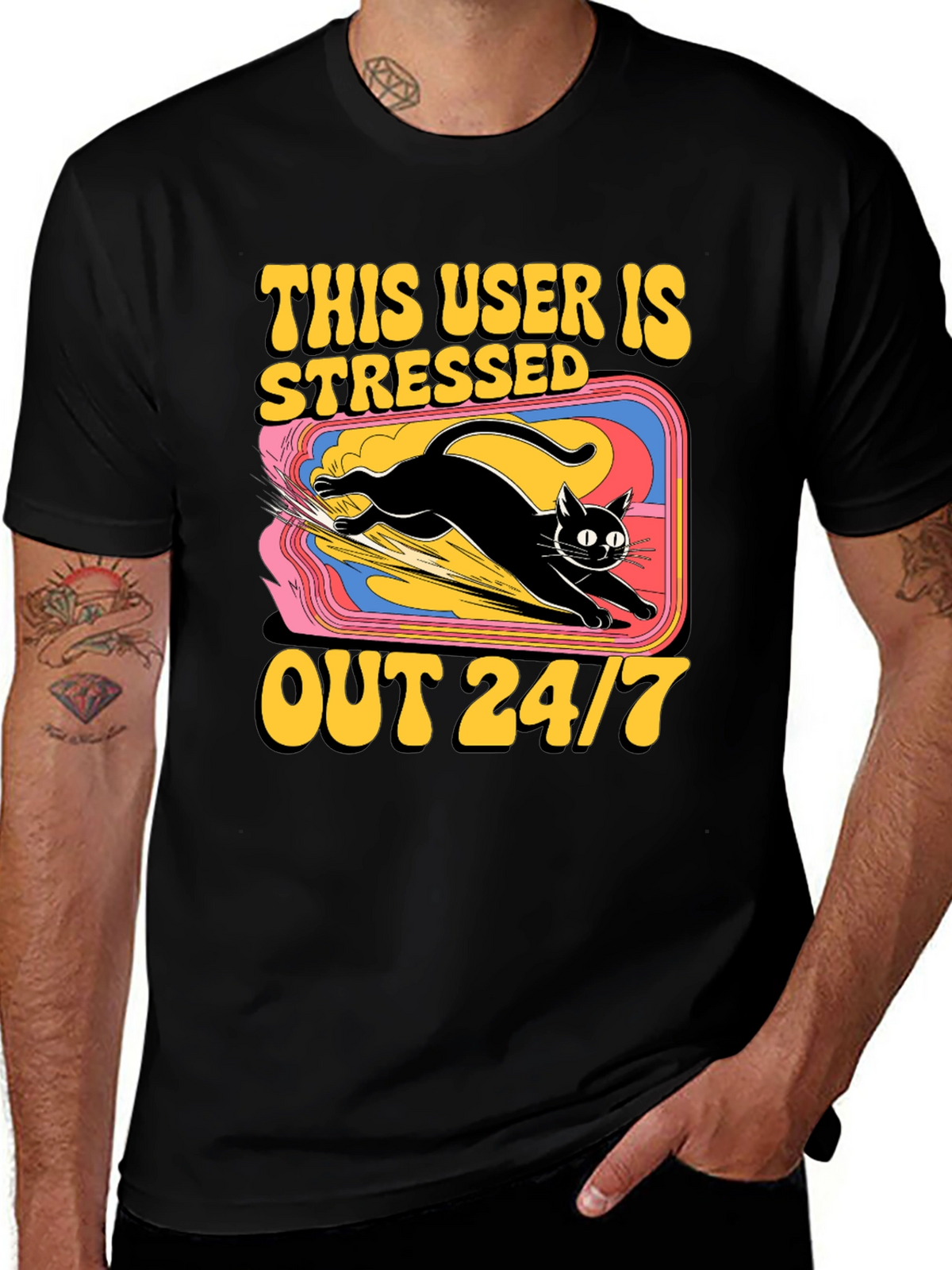 Stressed Out Cat Graphic Tee