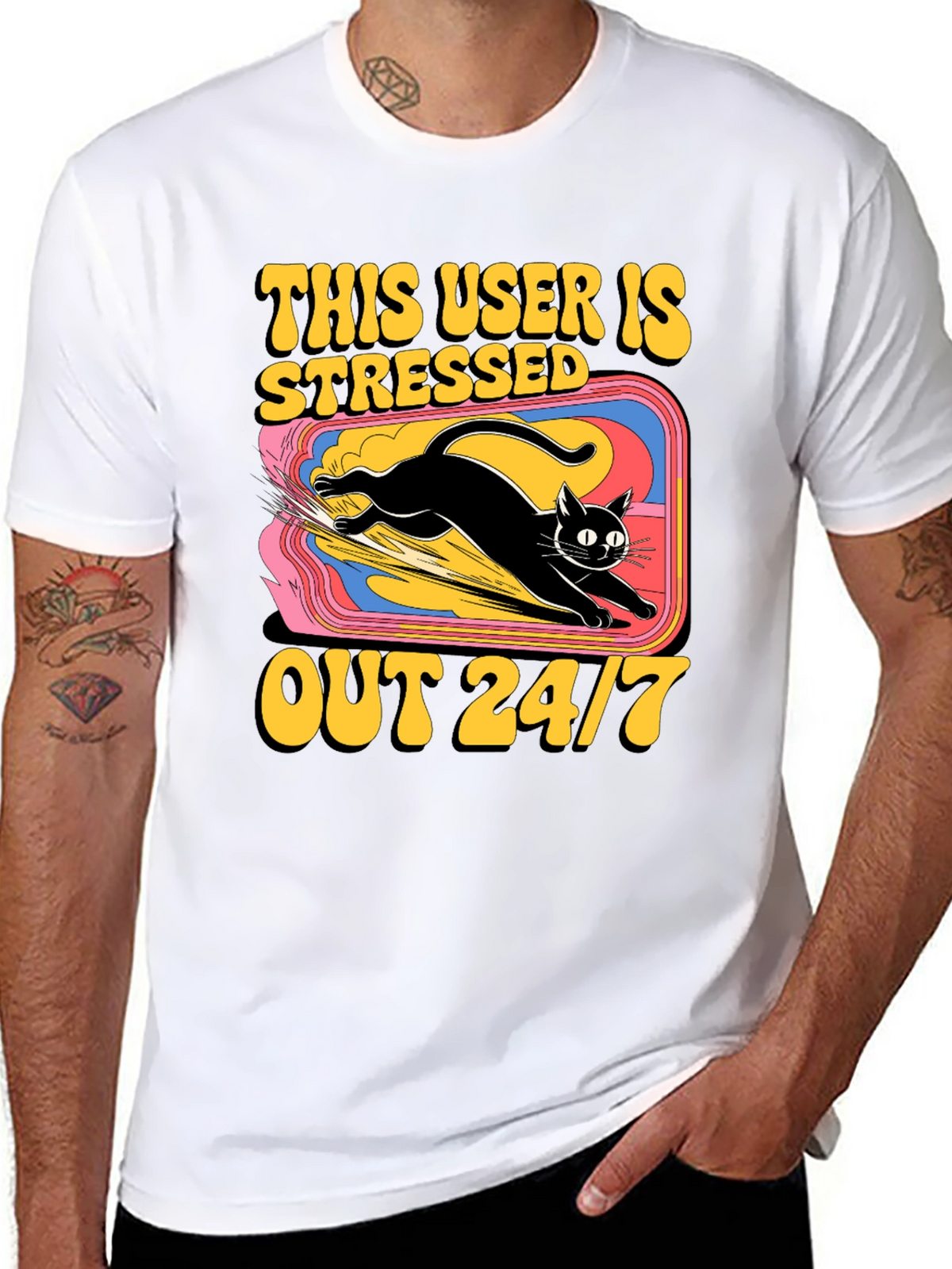 Stressed Out Cat Graphic Tee