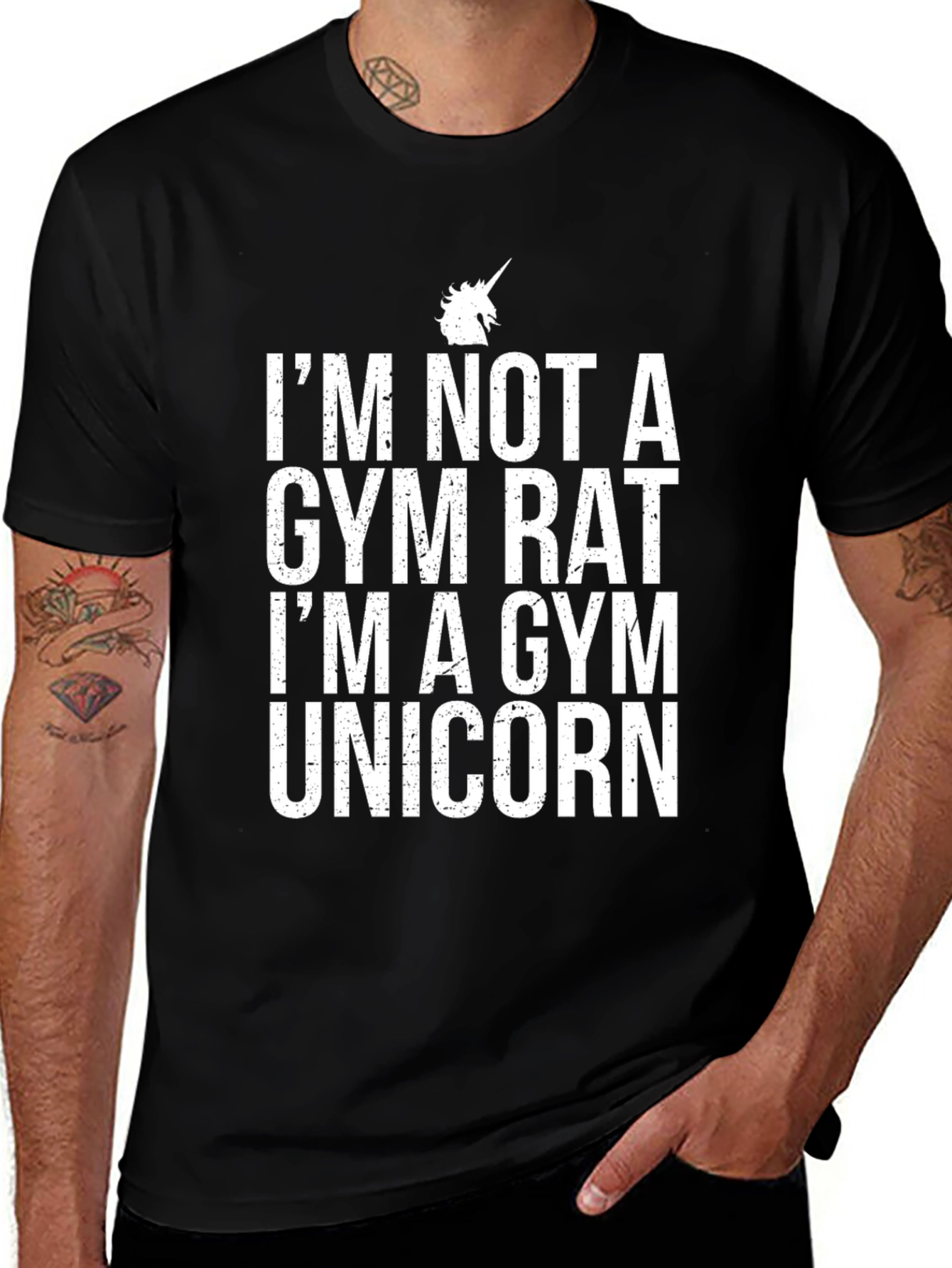 Gym Unicorn Graphic Tee - Black