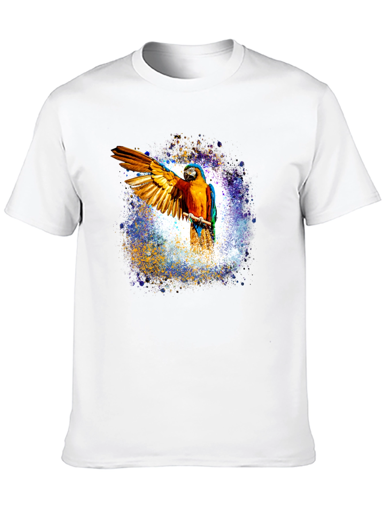 Macaw Parrot Graphic Black T-Shirt