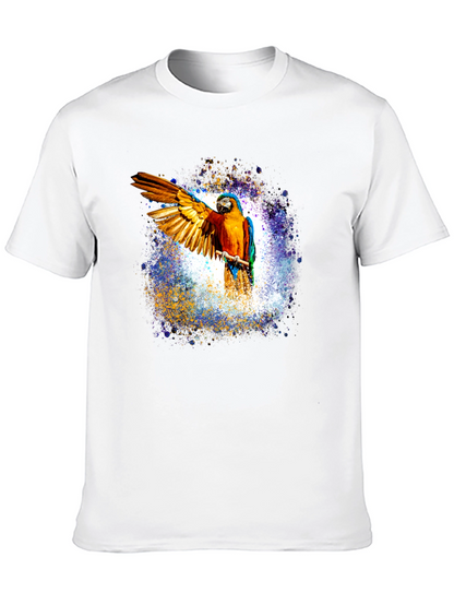 Macaw Parrot Graphic Black T-Shirt